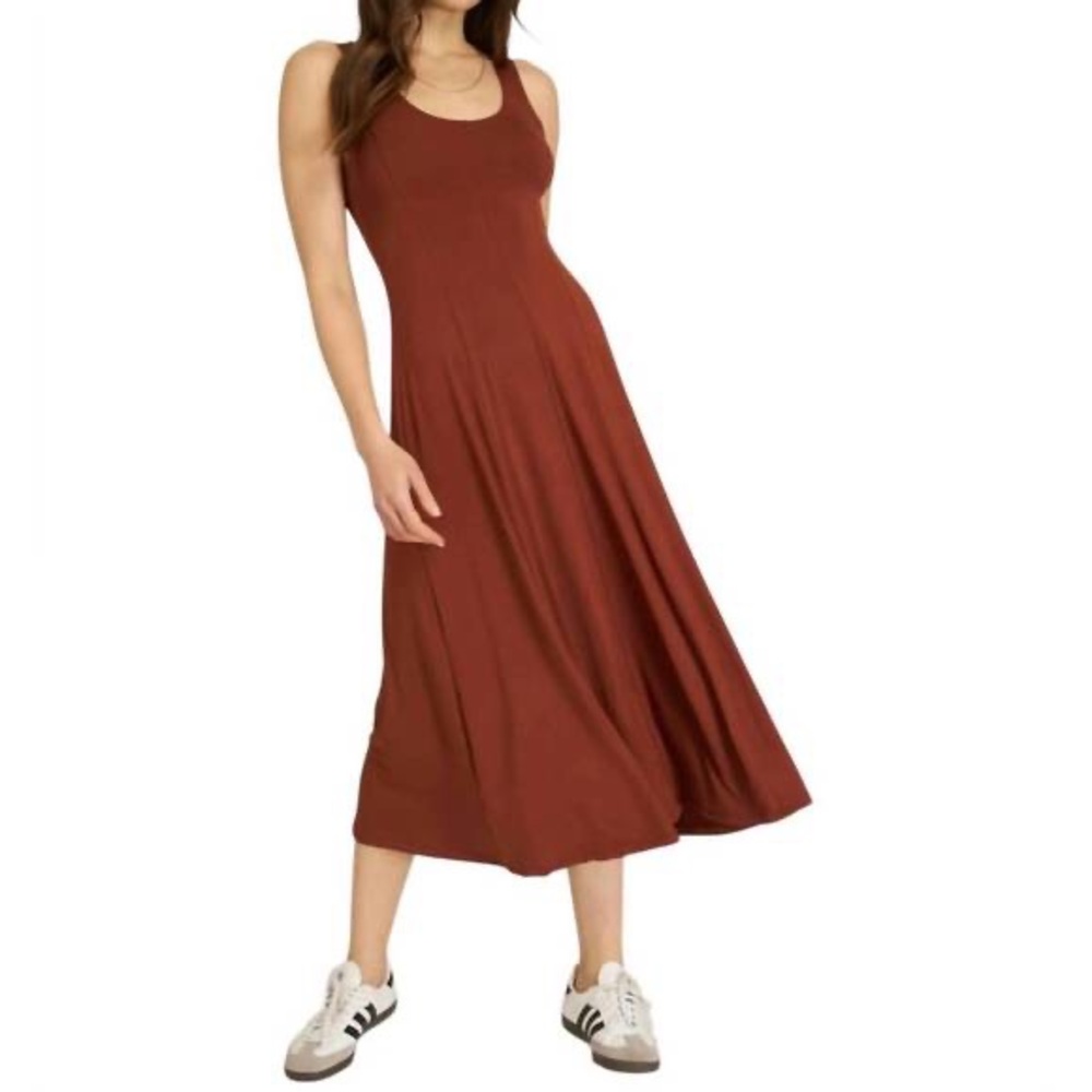 NEW PROJECT SOCIAL T loma seamed tank dress in russet brown